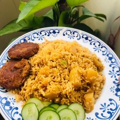 A picture of Alu Tahari (Aloo rice).