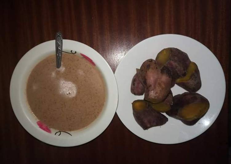 Step-by-Step Guide to Make Favorite Ndegu ya njugu (Ground nuts stew) na rabuon (sweet potatoes)