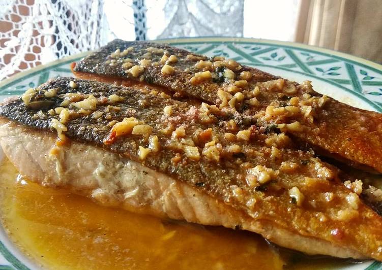 Resep Terbaru Salmon Saus Garlic Lemon Butter Praktis Enak