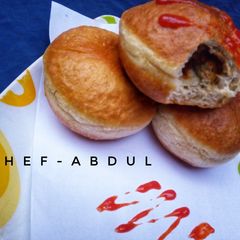 A picture of Meat filled doughnut.
