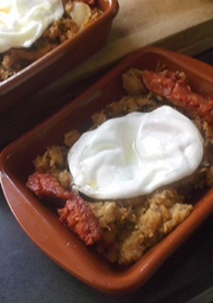 Foto principal de Migas con chorizo y huevo frito