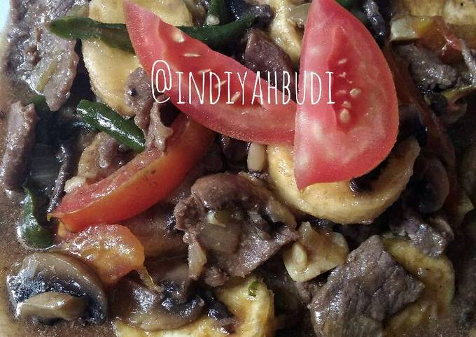 Resep Sapi Tofu Jamur saus tiram oleh Indiyah Budi Kusumaningrum - Cookpad