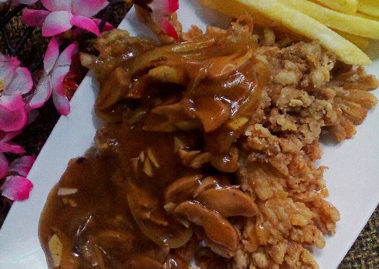 Resep Steak Jamur Tiram Crispy with Mushroom Blackpepper Sauce 🍄🍄🍄 Anti Gagal