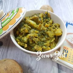 A picture of Aloo Masala with Amaranth Greens.