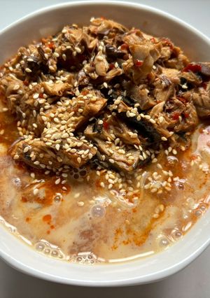 A picture of Japanese Saba (Mackerel) Dan Dan Noodles.