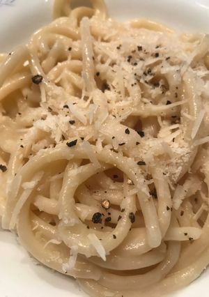 A picture of Pici Cacio e Pepe.