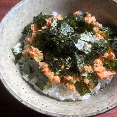 A picture of Canned Salmon Wasabi Miso Rice Bowl.
