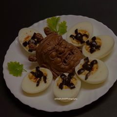 A picture of Halloween Spooky Spider Devilled Eggs.