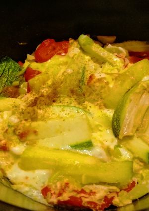Una foto de Soufflé zuchinni asiático