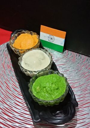 A picture of Tricolour Dahi Vada.