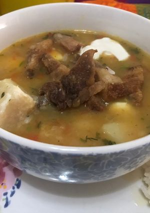 Una foto de Sopa de ñame y queso