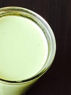 A picture of Pumpkin leaf juice and milk.