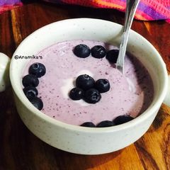 A picture of UNIQUE Homemade Blueberries Shrikhand Without Any Added Sweetener.