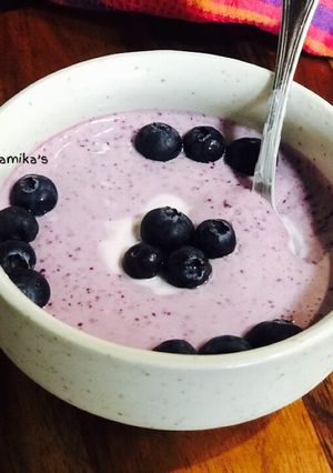 A picture of UNIQUE Homemade Blueberries Shrikhand Without Any Added Sweetener.