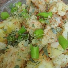 A picture of Boiled potatoes dry Sabji.