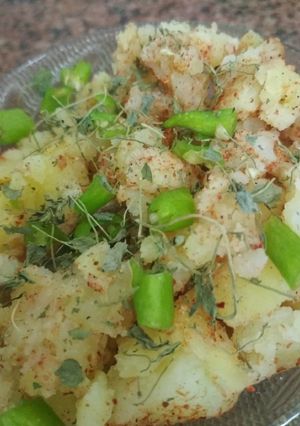 A picture of Boiled potatoes dry Sabji.