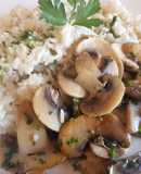 Champiñones salteados con arroz blanco. #paraprincipiantes