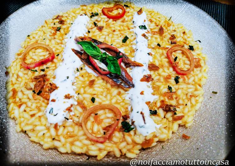 Risotto con Missoltino, Burrata e Cipolla Marinata