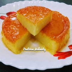 A picture of Caramel Bread Pudding (Eggless).