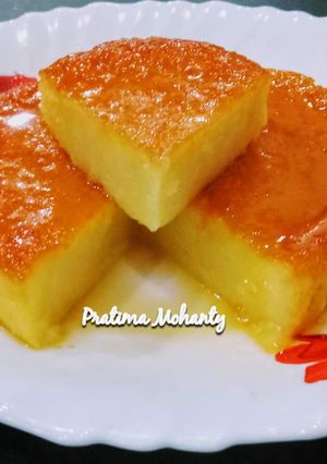 A picture of Caramel Bread Pudding (Eggless).