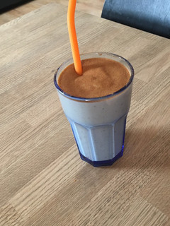 A picture of Banana and pumpkin smoothie.