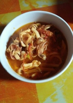 Foto resep Cumi bumbu kuning pedas manis ala anak kos