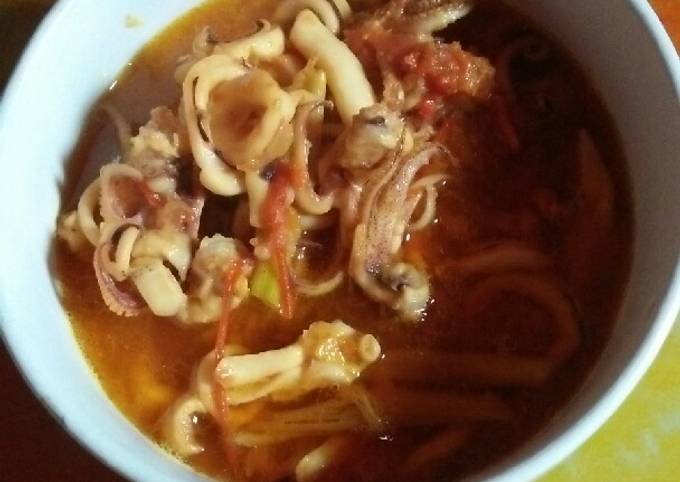 Cumi bumbu kuning pedas manis ala anak kos