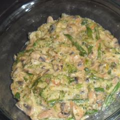 A picture of Mushrooms and Green veggies.