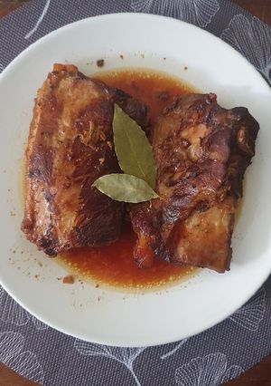 A picture of Honey Pork Ribs in Slow Cooker.
