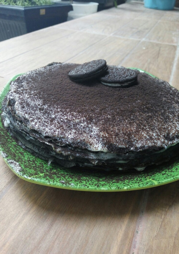 Foto resep Oreo Crepe cake (Black and White)