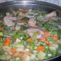 A picture of Chicken vegetable soup.