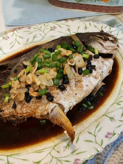 A picture of Fried Pomfret with Fermented Black Beans.