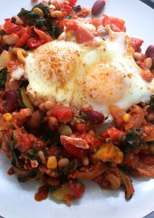 A picture of One pan hangover eggs.