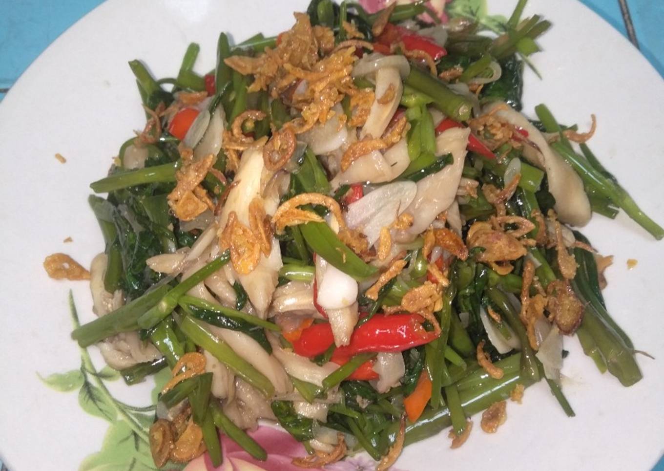 Tumis kangkung+jamur tiram