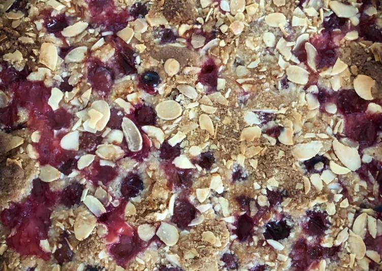 Red Gooseberry and Almond Tray Bake