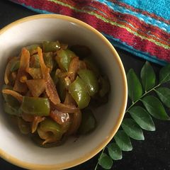 A picture of Capsicum Onion sabji.