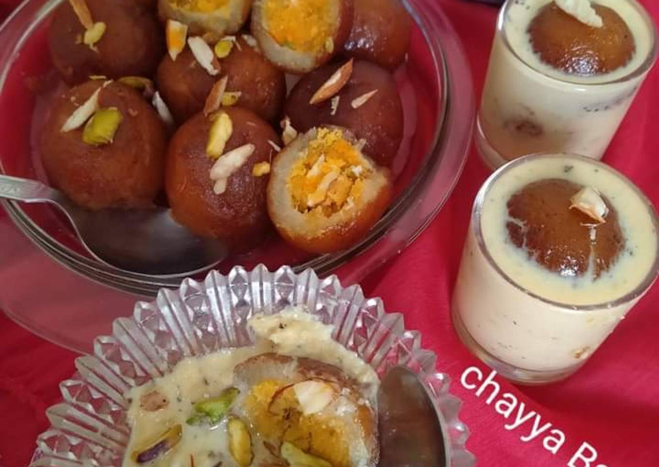 Stuffed Gulab jam with coconut jaggery