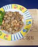 Salteado de champiñones con gambas