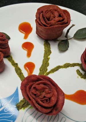 A picture of Rose Shaped Moong Sprouts Kachori.