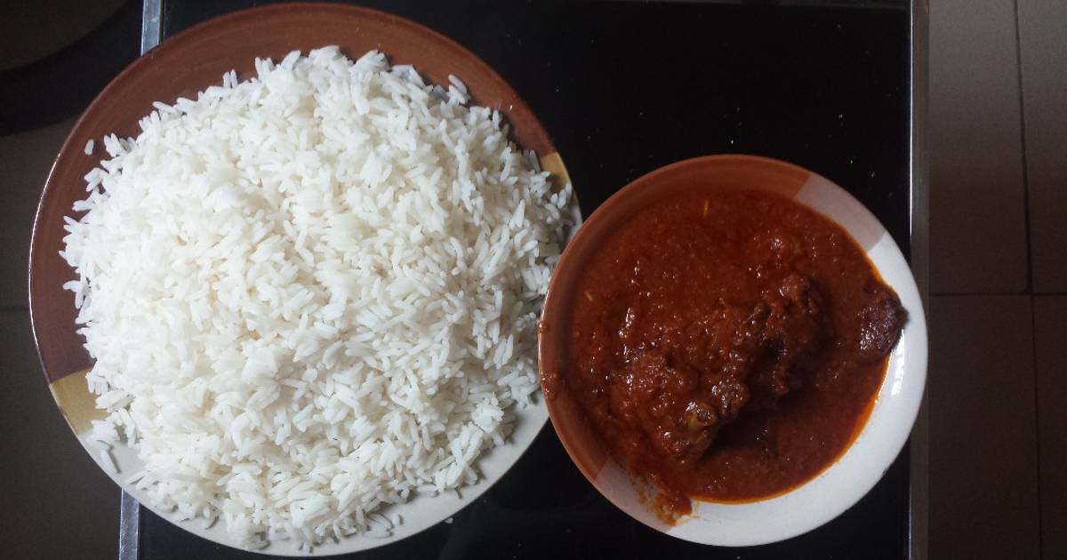 White rice and stew Recipe by Enefola Joy Owoicho - Cookpad