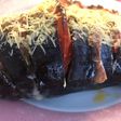 Berenjena rellena con papas al horno