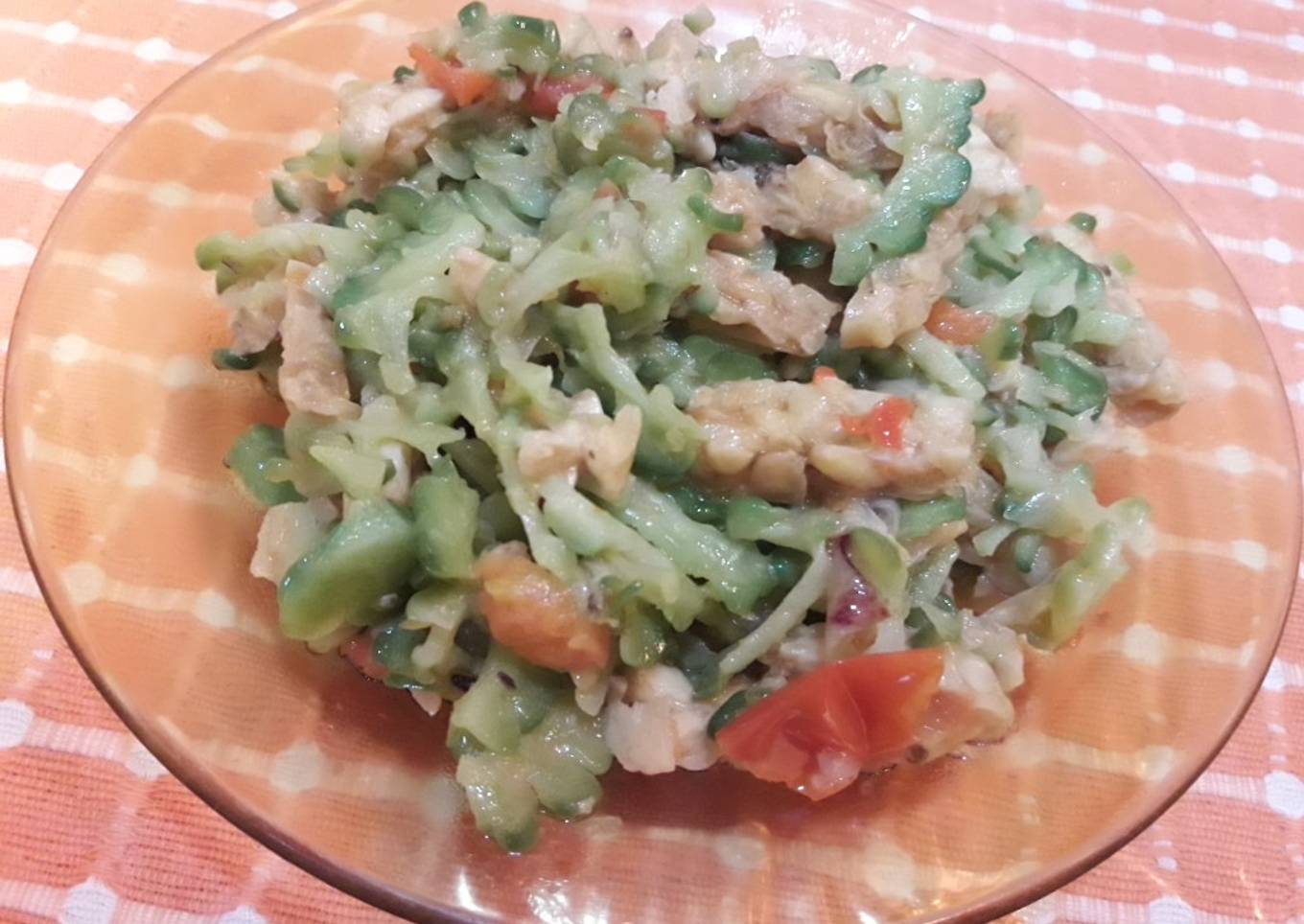 Tumis pare tempe (tidak pahit)