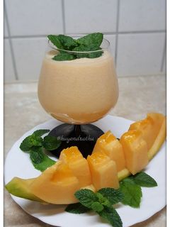 Hình của món Sinh tố dưa lưới sữa chua #cleaneating.