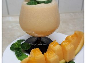 Hình của món Sinh tố dưa lưới sữa chua #cleaneating.