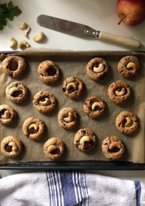 A picture of Cashew & Chocolate Thumbprint Cookies.