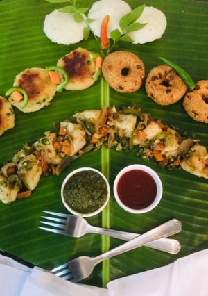 A picture of Vegetables Idlis,Rava-Vada.