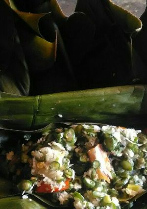 Foto resep Bothok Teri Kacang Panjang Kelapa Muda
