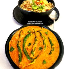 A picture of Hyderabadi Spicy Mirchi Salan - Spicy Chili Gravy Curry For Biryani (Hyderabadi Side Dish).