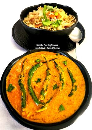 A picture of Hyderabadi Spicy Mirchi Salan - Spicy Chili Gravy Curry For Biryani (Hyderabadi Side Dish).