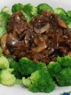 Foto resep Brokoli jamur cah sapi lada hitam
